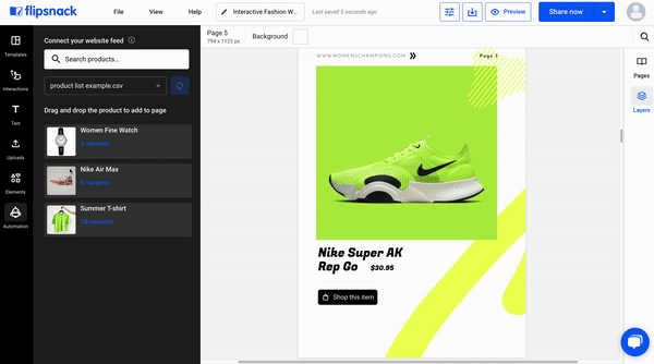 drag-and-drop-the-product-from-the-automation-tab-on-the-page
