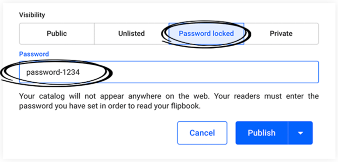 Share password locked flipbook