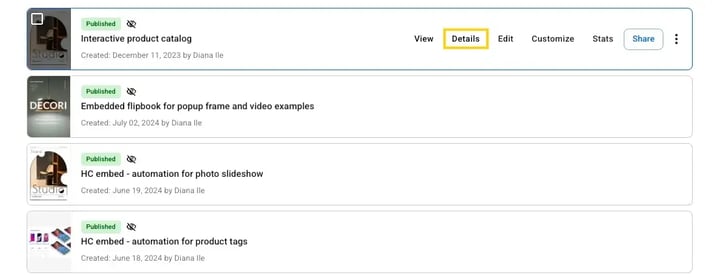 Click on the Overview button in Flipsnack
