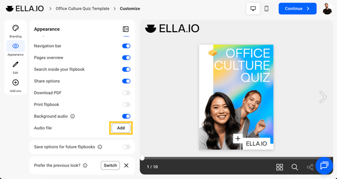 Add background audio