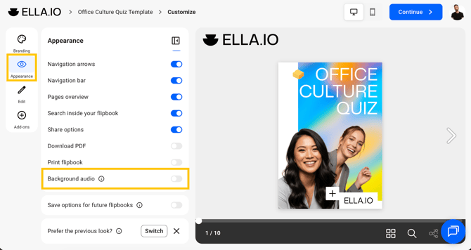 Background audio customize