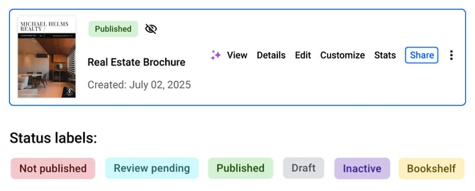 Flipbook-status-labels