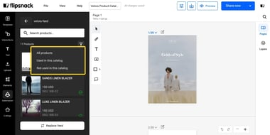 The used/unused product filter in the Automation tab.