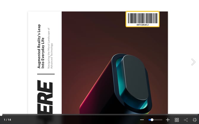 Scannable barcode displayed on a published flipbook page in the Flipsnack player