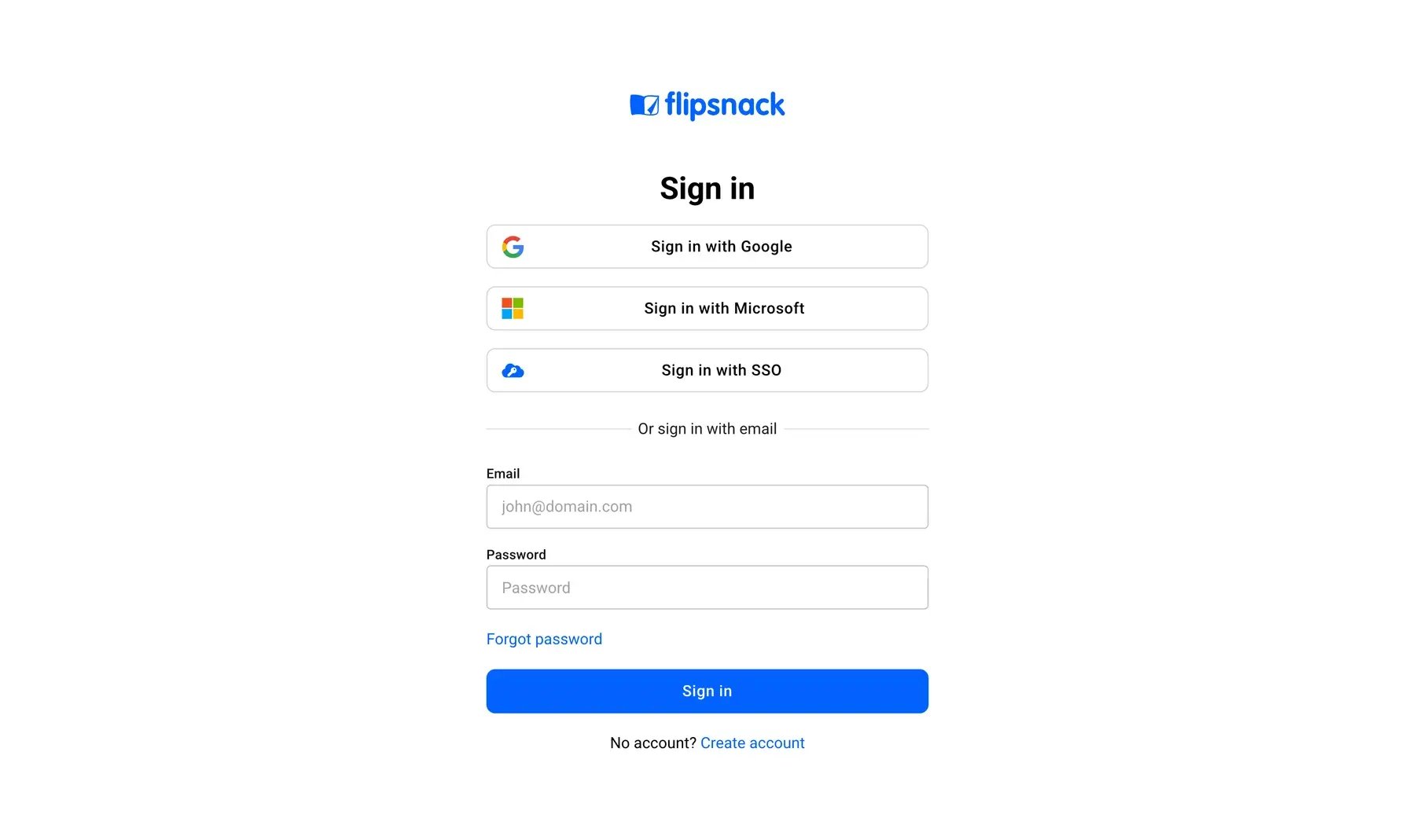 The Flipsnack sign-in page opened from Claude