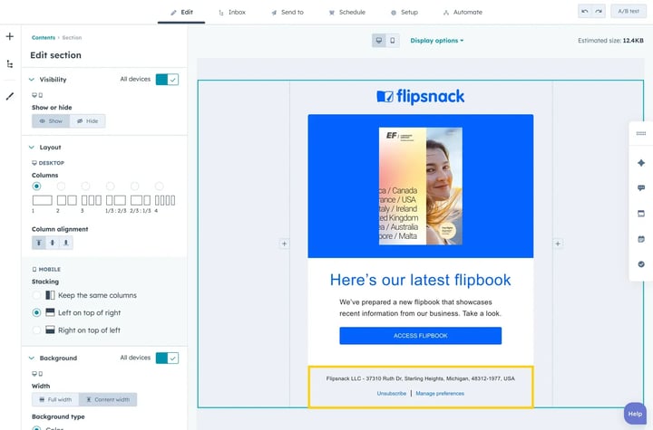 Change the footer in the HTML
