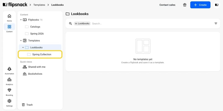 A renamed folder nested inside the Team section.