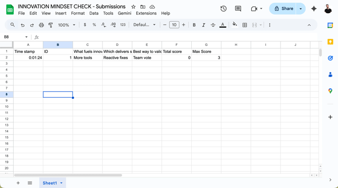Information in Google Sheets
