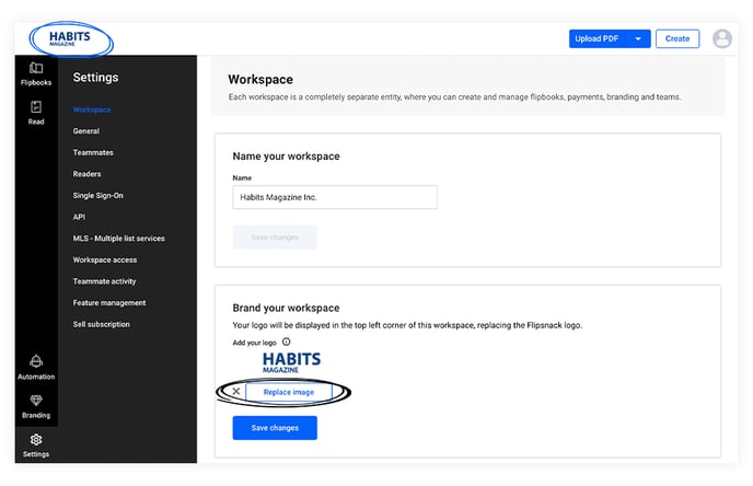 brand your workspace in Flipsnack