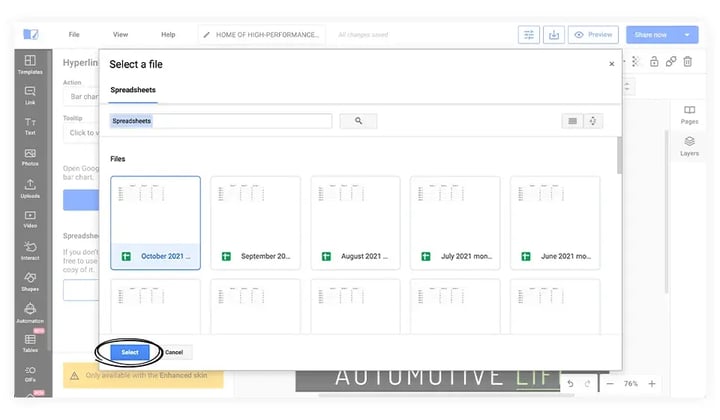 document selection options flipsnack