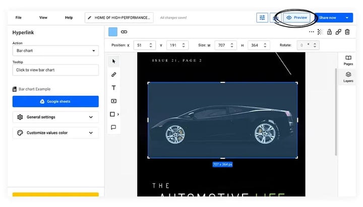 customize preview options flipsnack