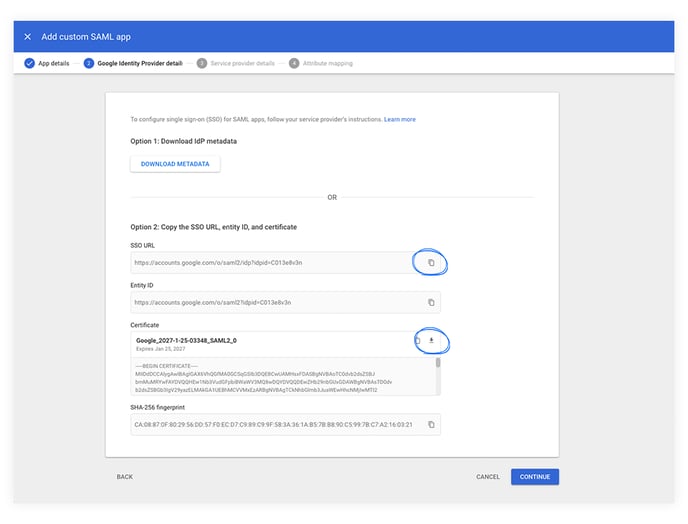 The fourth step of how to create a custom SAML app