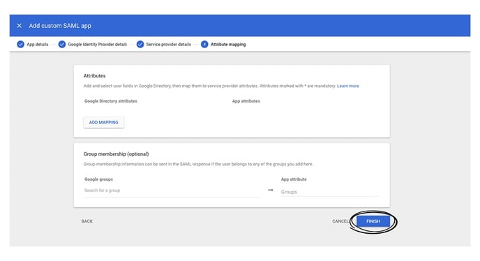 The sixth step on how to create a custom SAML app