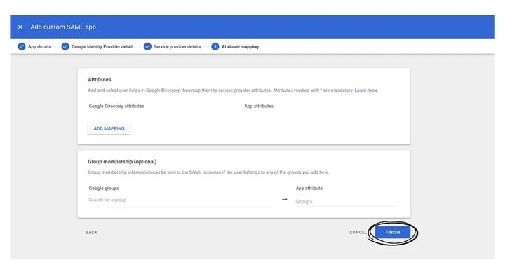 The sixth step on how to create a custom SAML app