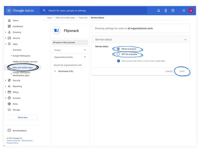 How to turn on and off the SAML app visual