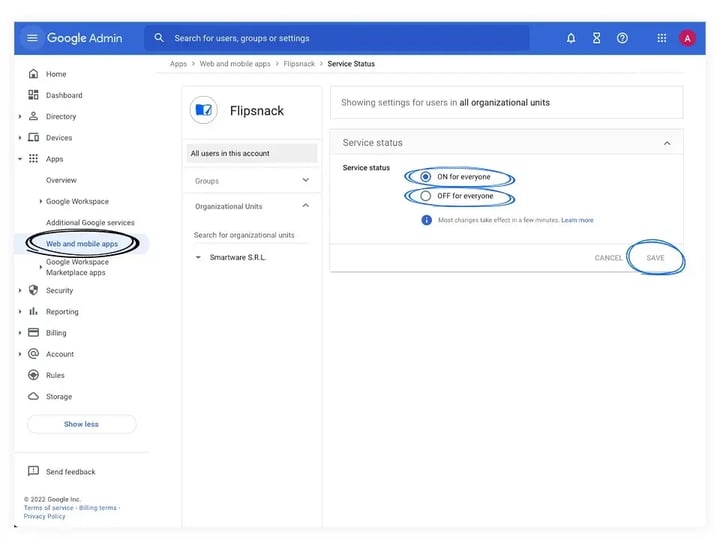 How to turn on and off the SAML app visual