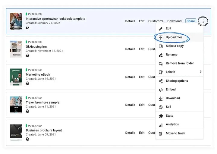 upload more files in the same flipbook 