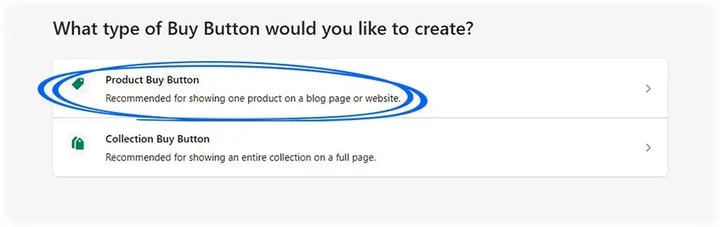 Selecting the type of button you want to create
