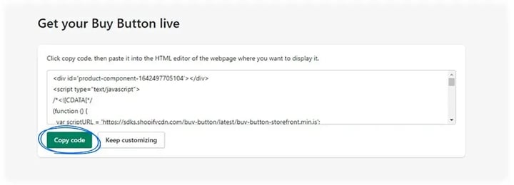 Copying the code of your buy button