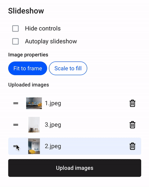 Rearranging the images' display