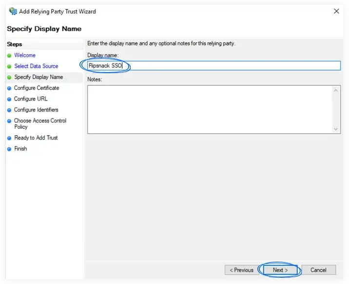 Specifying the display name