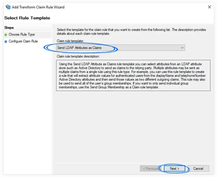 Selecting the Send LDAP Attributes