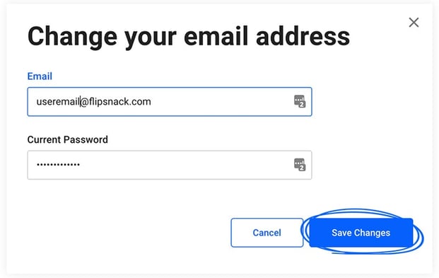 change email address in flipsnack