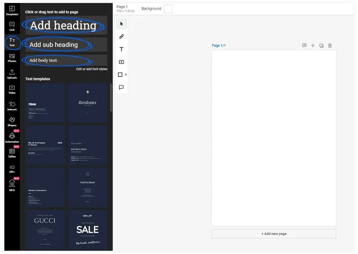 Adding text boxes in Design Studio