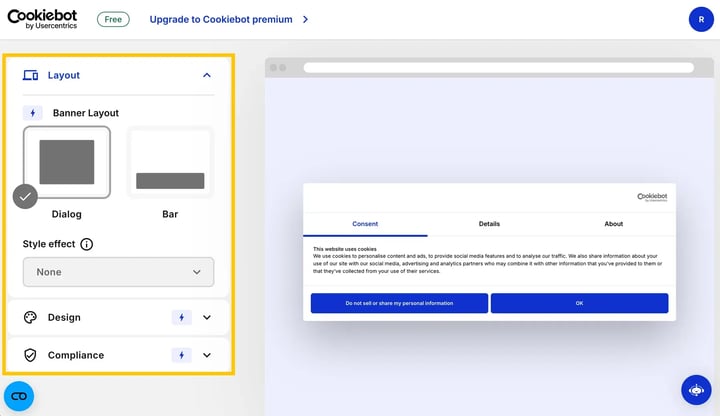 Customise appearance and compliance settings