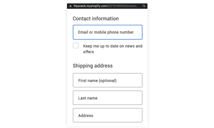 Filling in the required information