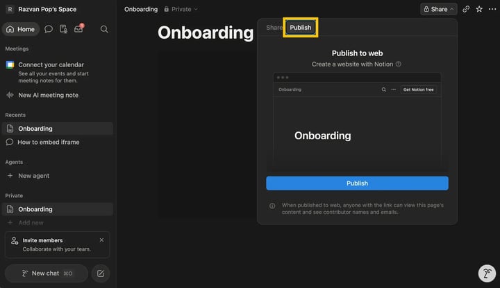 Publish your Notion page