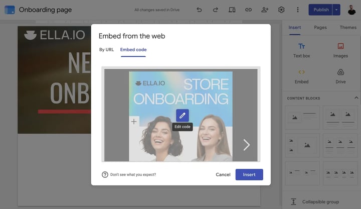Preview your flipbook and click Insert