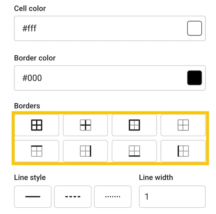 Table elements Change borders colors-1
