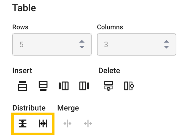 Tables element - distribute rows and columns copy-1