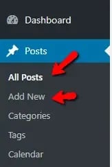 The posts in your WordPress dashboard