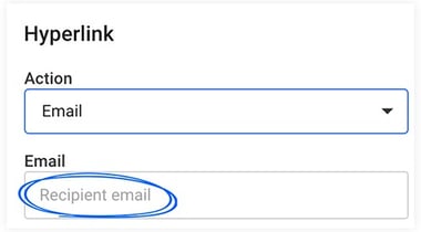 Email action using the hyperlink function in Design Studio