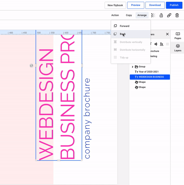 Arranging elements on a page in Design Studio