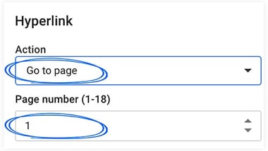 Go-to-page action using the hyperlink function in Design Studio