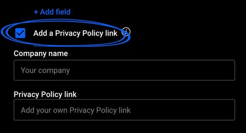 How to add a privacy policy link