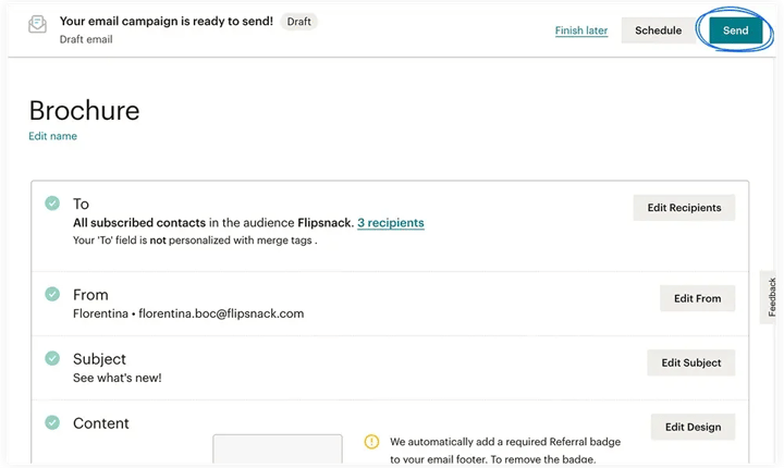 Customizing your email campaign in Mailchimp