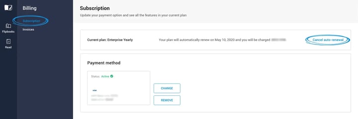 Cancelling the auto-renewal subsciption in Flipsnack
