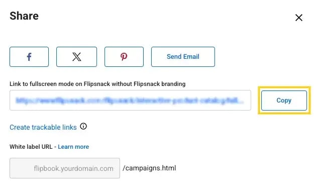 click the copy button to copy the direct link to your flipbook