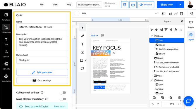 Published flipbook with interactive element enabled
