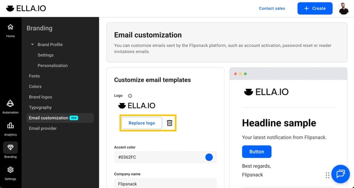 Replace email logo