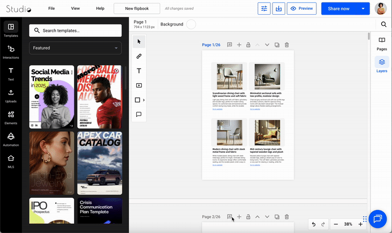add a cover and a back cover to the template