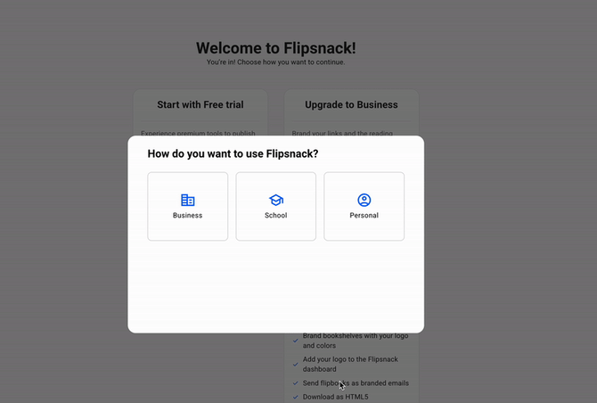 complete the sign up form in flipsnack