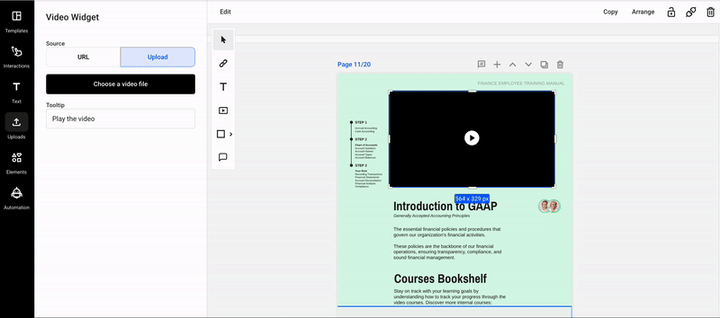 upload from your media library the video that applies on the page