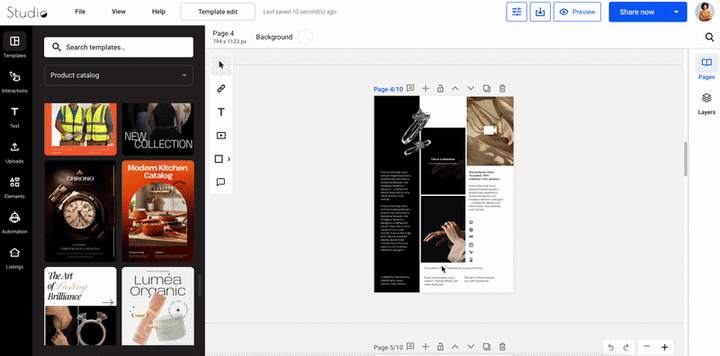 Add template pages to your flipbook