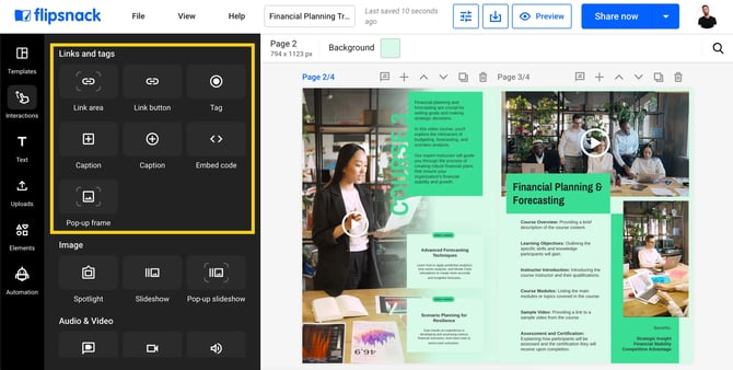Links and tags in Flipsnack