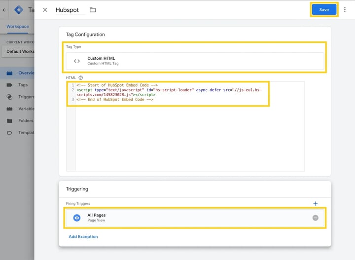 Tag configuration in Google Tag Manager